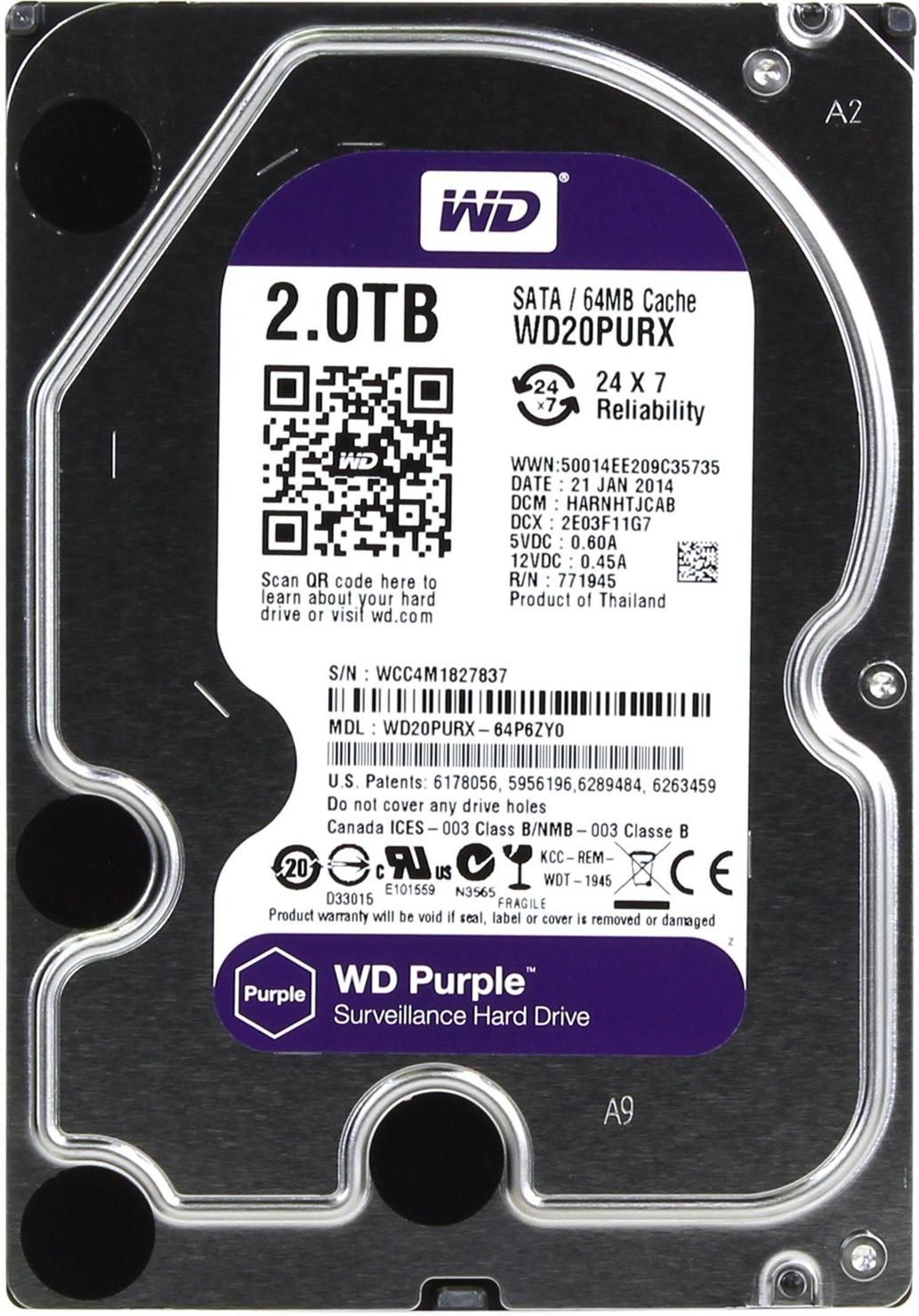 WesternDigital2ТБВнутреннийжесткийдискWD20PURX(WD20PURX)