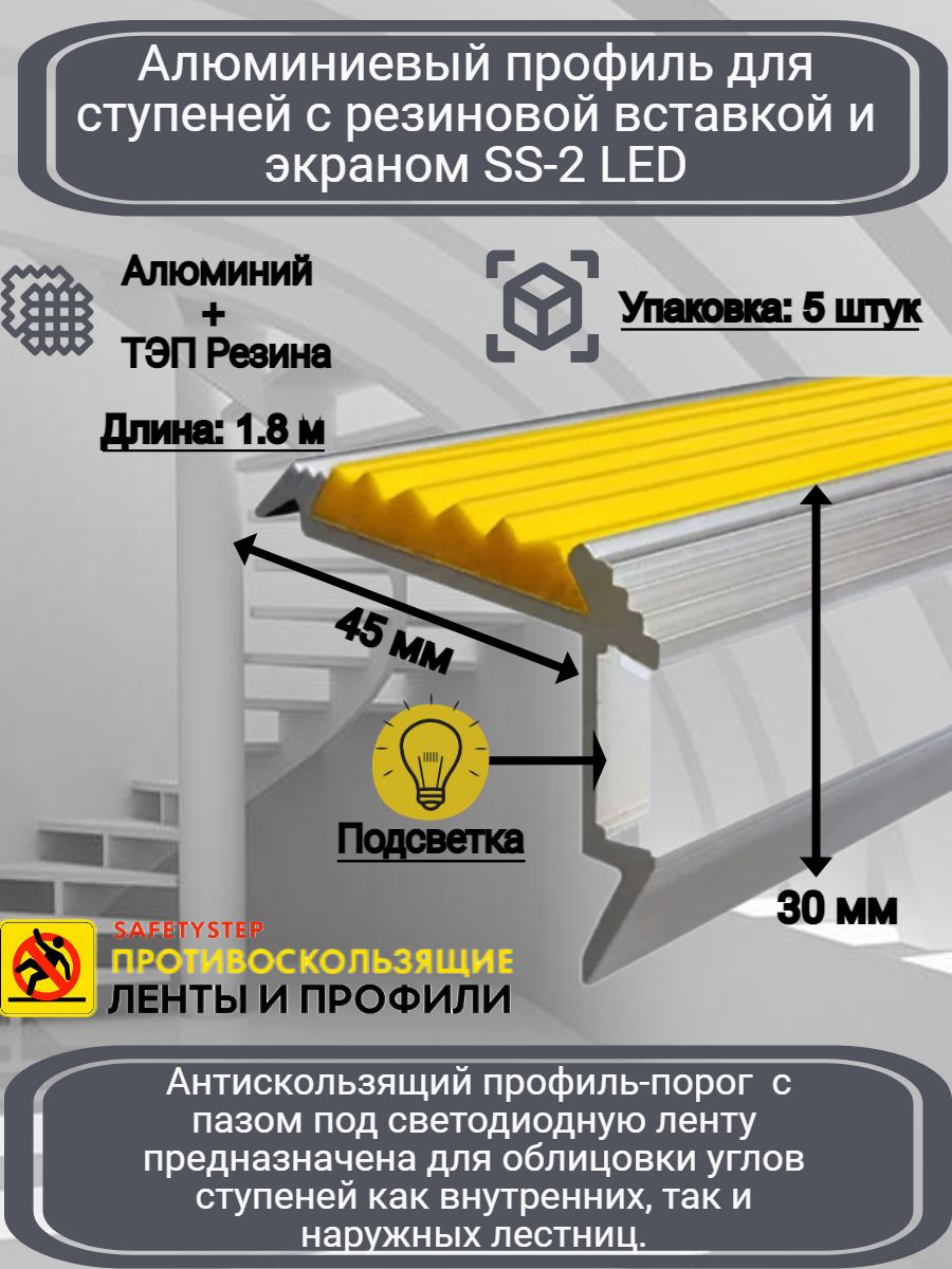 Алюминиевый Угол-Порог с Резиновой Вставкой – купить противоскользящие ...