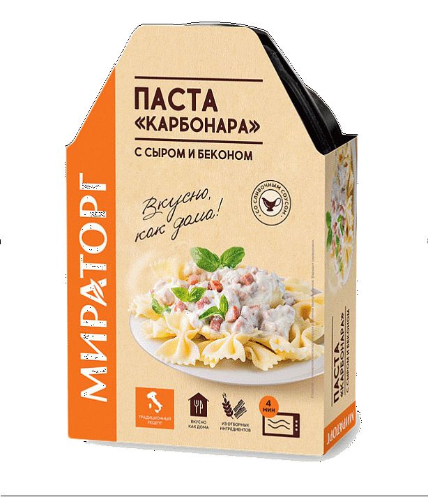 Паста Карбонара с сыром и беконом Мираторг, замороженная, 260 г