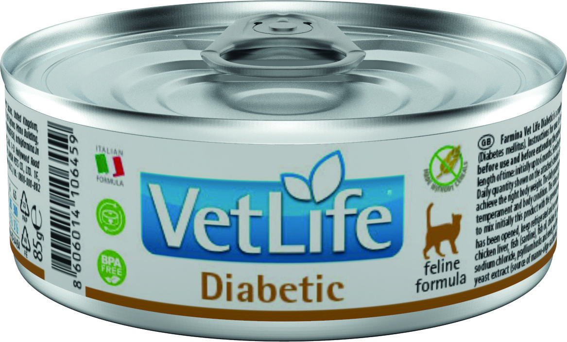 Влажный корм для кошек Farmina Vet Life Diabetic, при сахарном диабете 12 шт. х 85 г