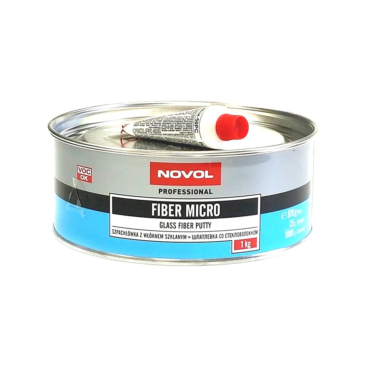 NOVOL Fiber Micro Glass Putty Автомобильная шпатлевка со стекловолокном (микростекловолокно) 1 кг. с отвердителем