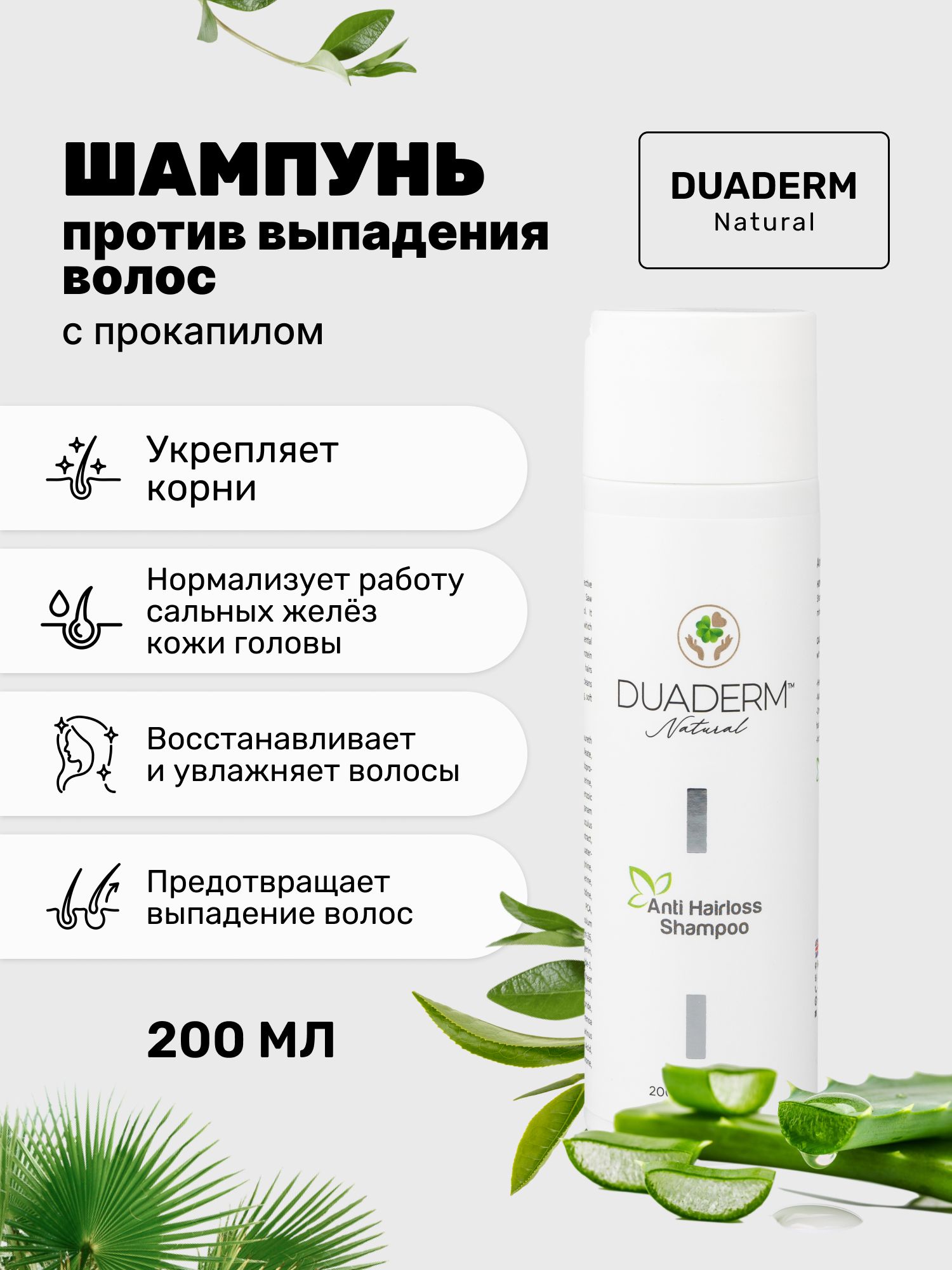 DUADERM NATURAL Шампунь для волос, 200 мл - купить с доставкой по выгодным  ценам в интернет-магазине OZON (756346752)