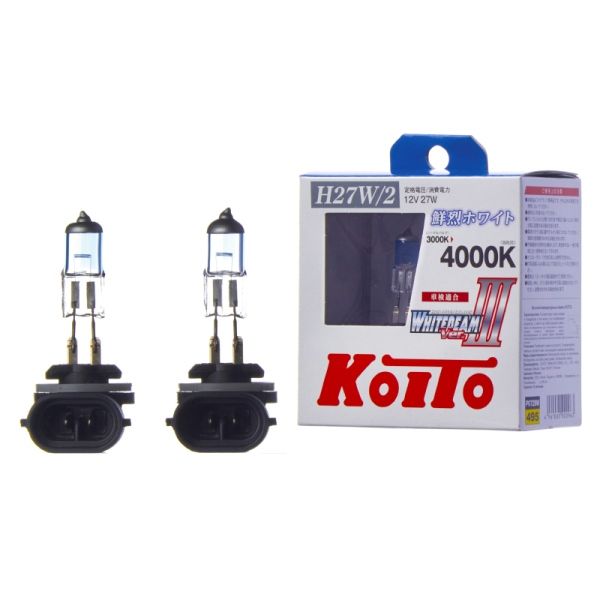 ЛампавысокотемпературнаяKoitoWhitebeamH27/212V27W(55W)4000K,комплект2шт.