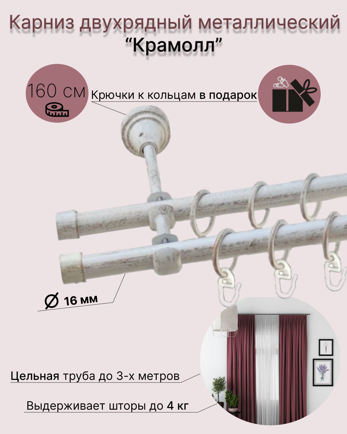 Озон карнизы для штор настенные двухрядные