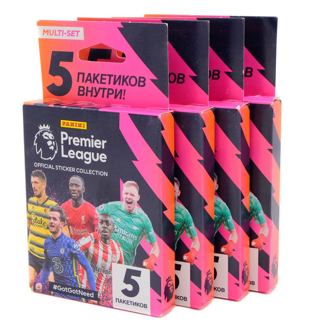 4 блистера наклеек Panini Premier League 2021-2022 (100 наклеек)