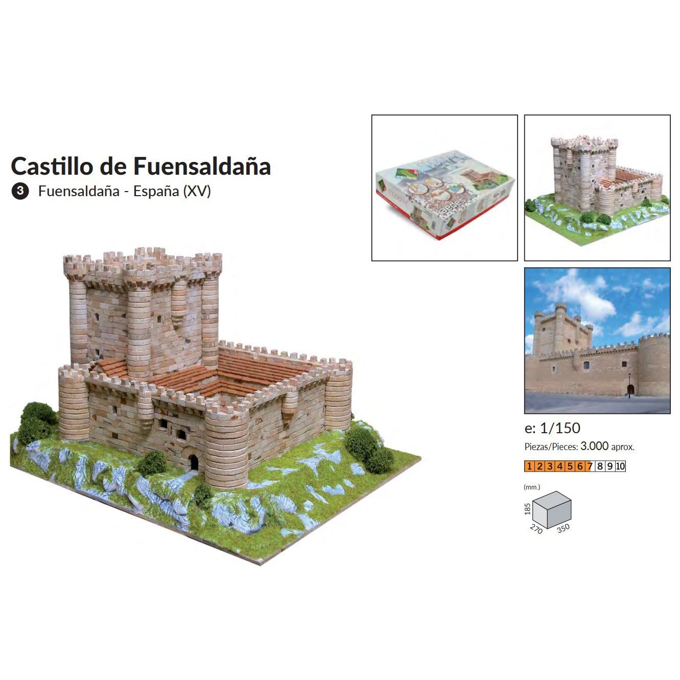 Замок De Fuensaldana (Фуэнсалданья), 350х270х185, 3000 деталей, сложность 7/10, керамический конструктор Aedes Ars (Испания)