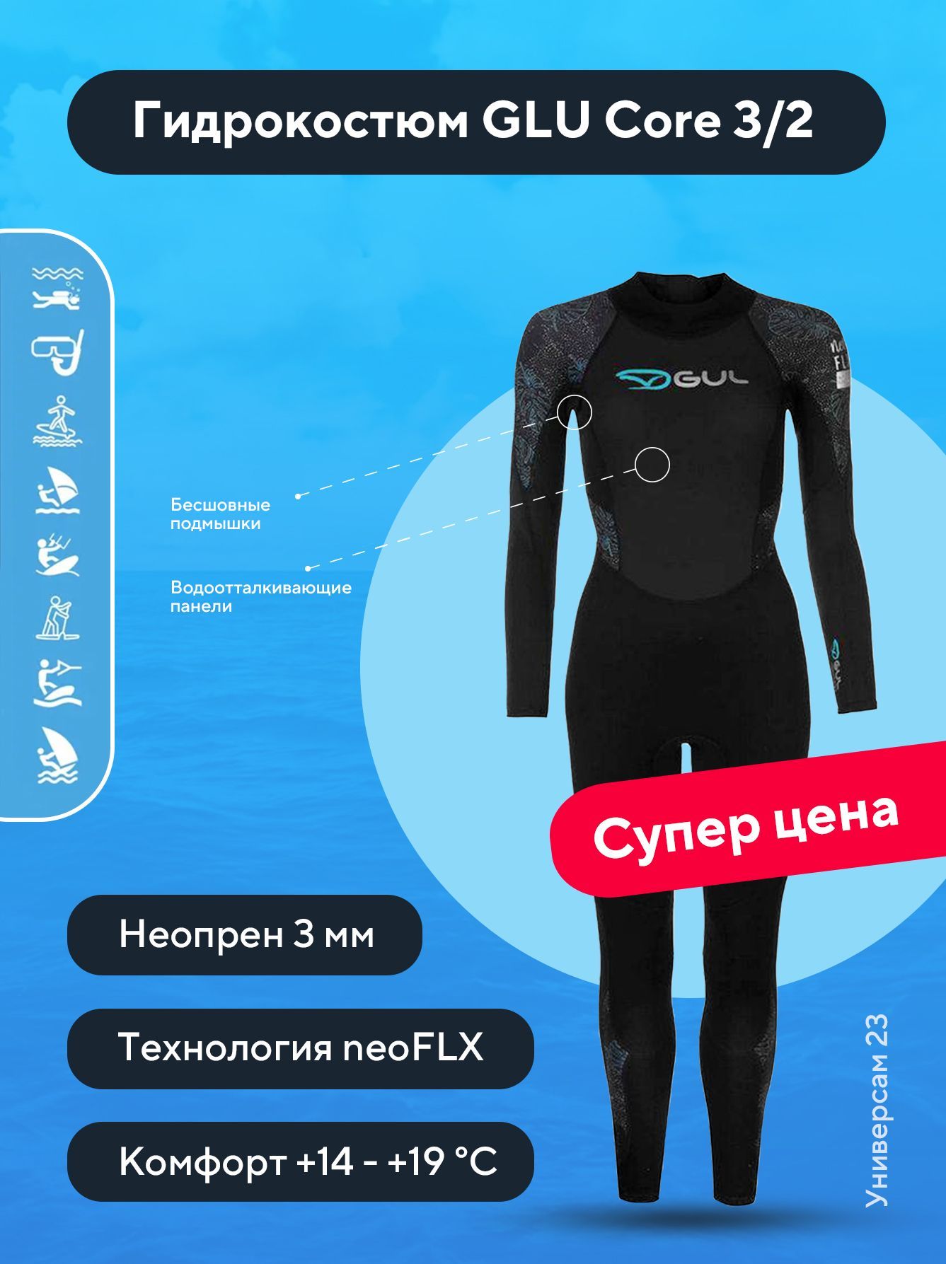 Гидрокостюм свойства. Гидрокостюм гидрокостюм 3/2мм Gul Core Wetsuit Ladiеs.