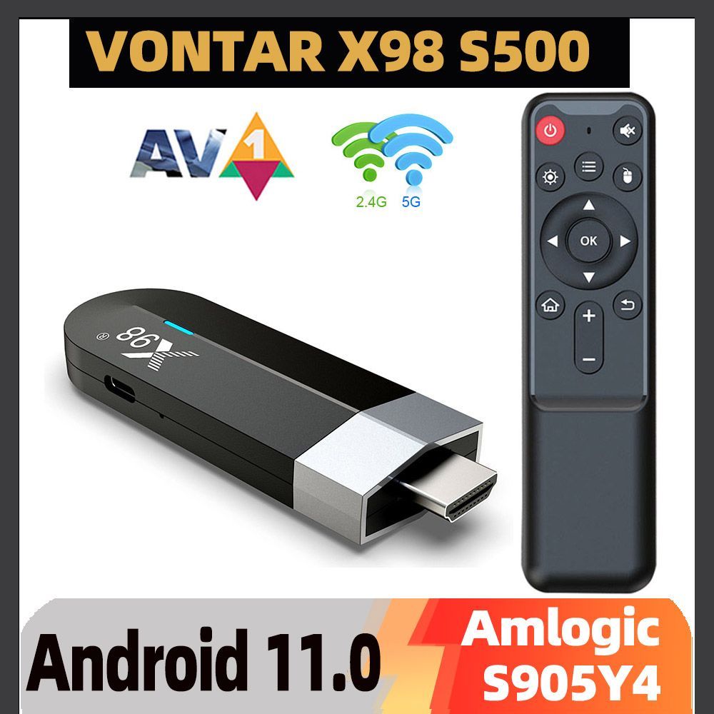 СмартТВприставкаX98S500Mini4/32ГбAmlogicS905Y4Android11AV1SmartTVStickUHD4KMediaPlayer