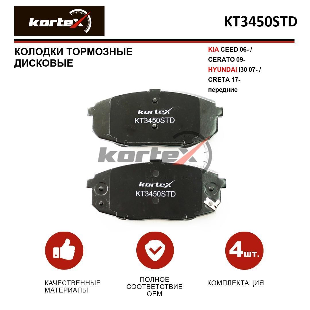 Колодки тормозные KORTEX KT3450STD Передние - купить по низким ценам в  интернет-магазине OZON (295262478)