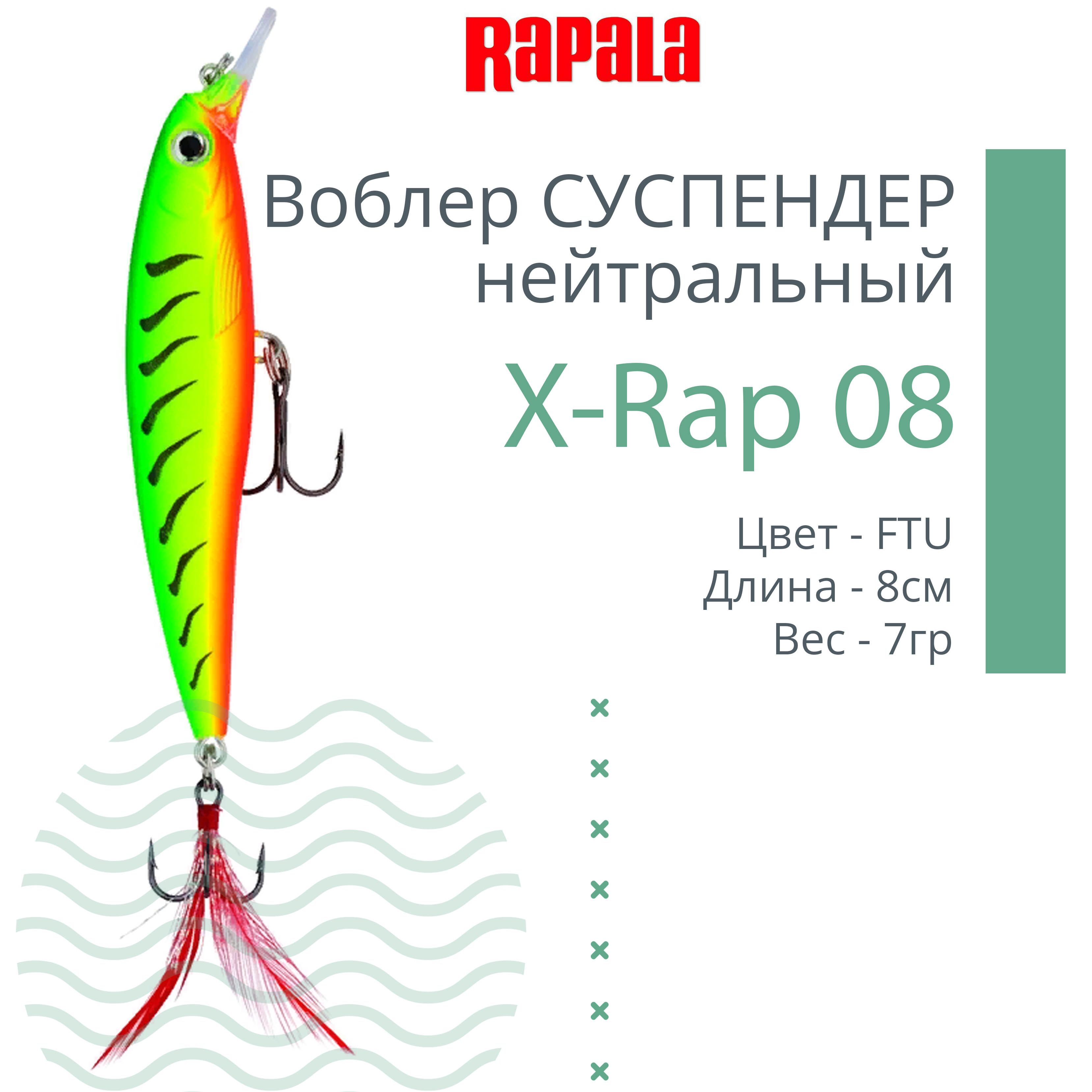 ВоблердлярыбалкиRAPALAX-Rap08,8см,7гр,цветFTU,нейтральный