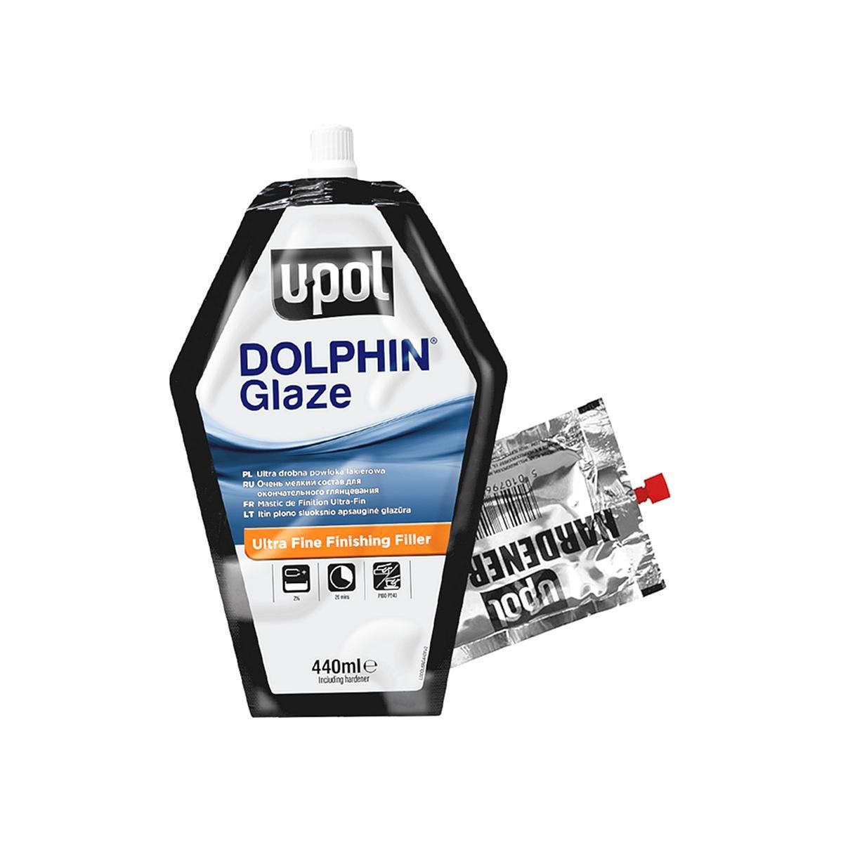 Шпатлевка автомобильная жидкая самовыравнивающаяся юпол U-POL BAGDOL/1 Dolphin Glaze Ultra Fine Finishing пакет 440 мл.