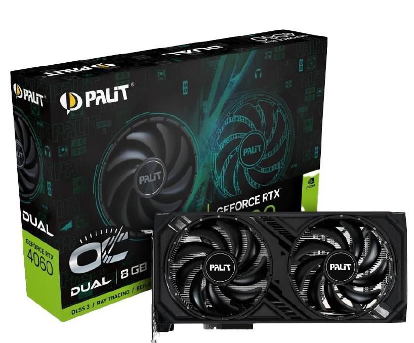 Palit Видеокарта GeForce RTX 4060 8 ГБ (DUAL OC NE64060T19P1-1070D)