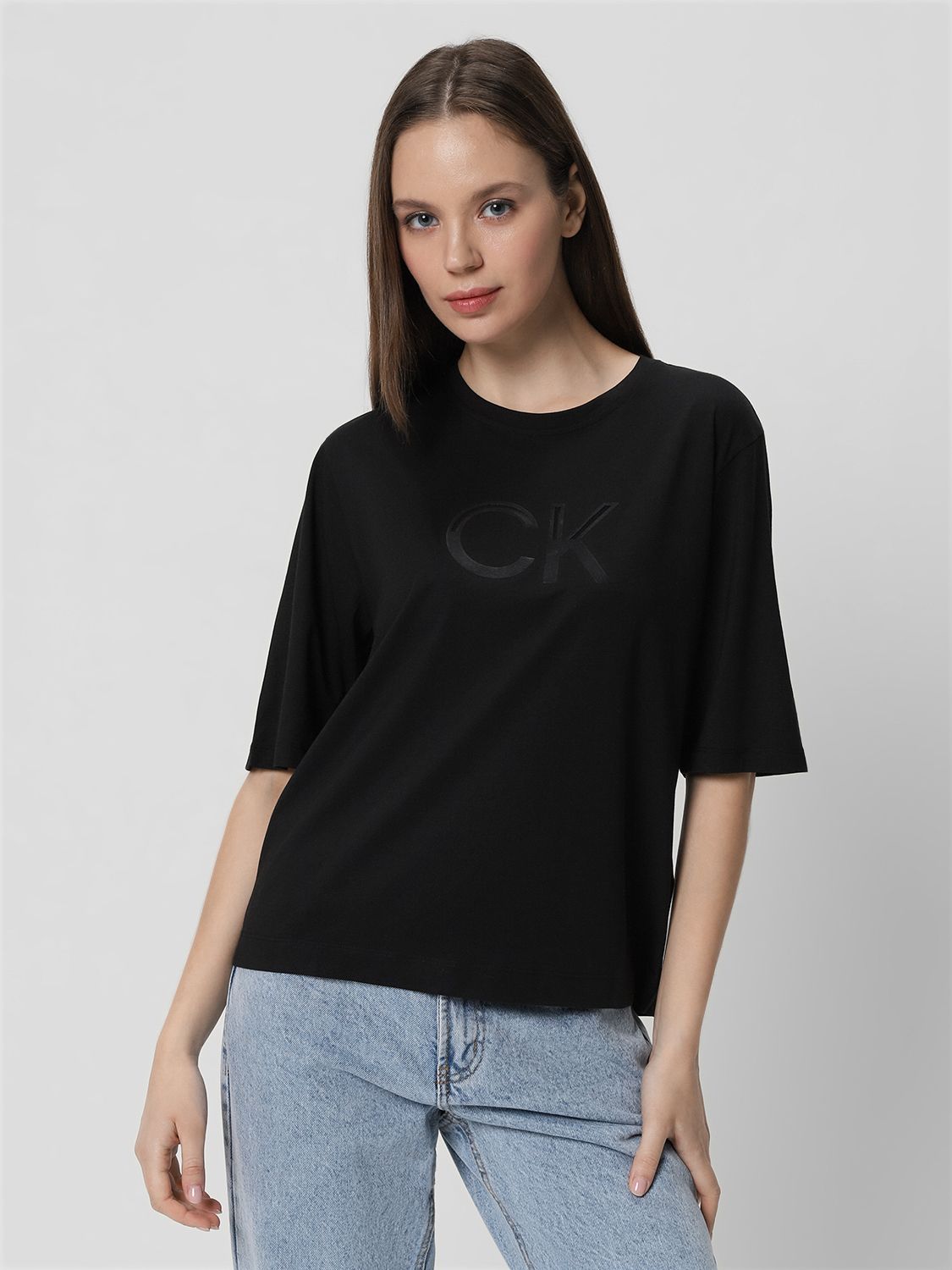 Black calvin klein t shirt womens discount
