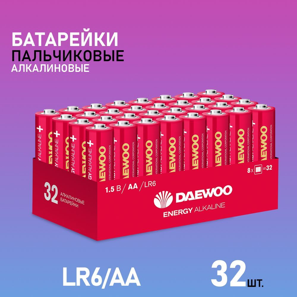 БатарейкиDaewooААпальчиковые,щелочные(алкалиновые)/1,5V,32штуки