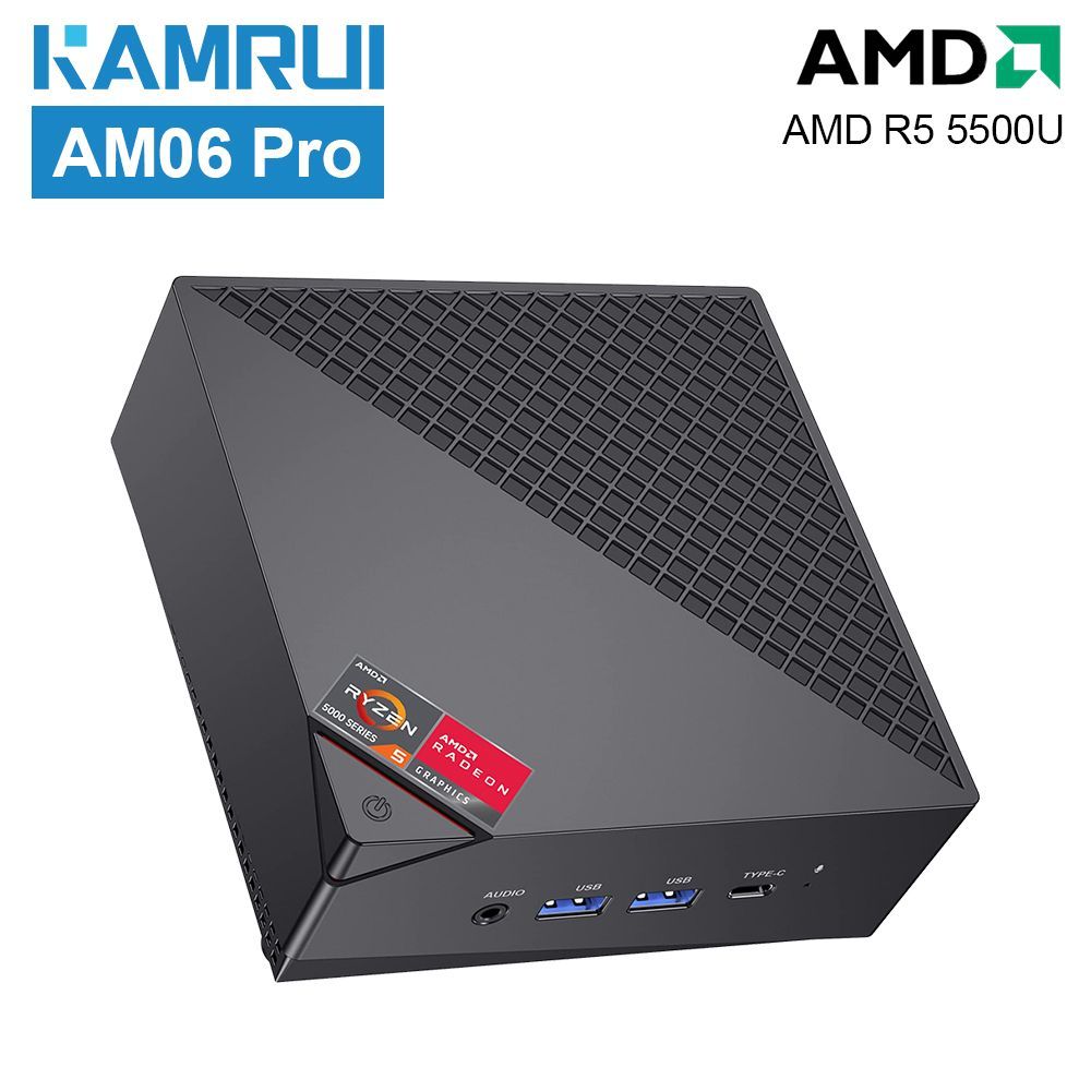 KAMRUI Мини-ПК AM06 Pro (AMD Ryzen 5 5500U, RAM 16 ГБ, SSD 512 ГБ, AMD  Radeon R5, Windows 11 Pro), 16+512, #1