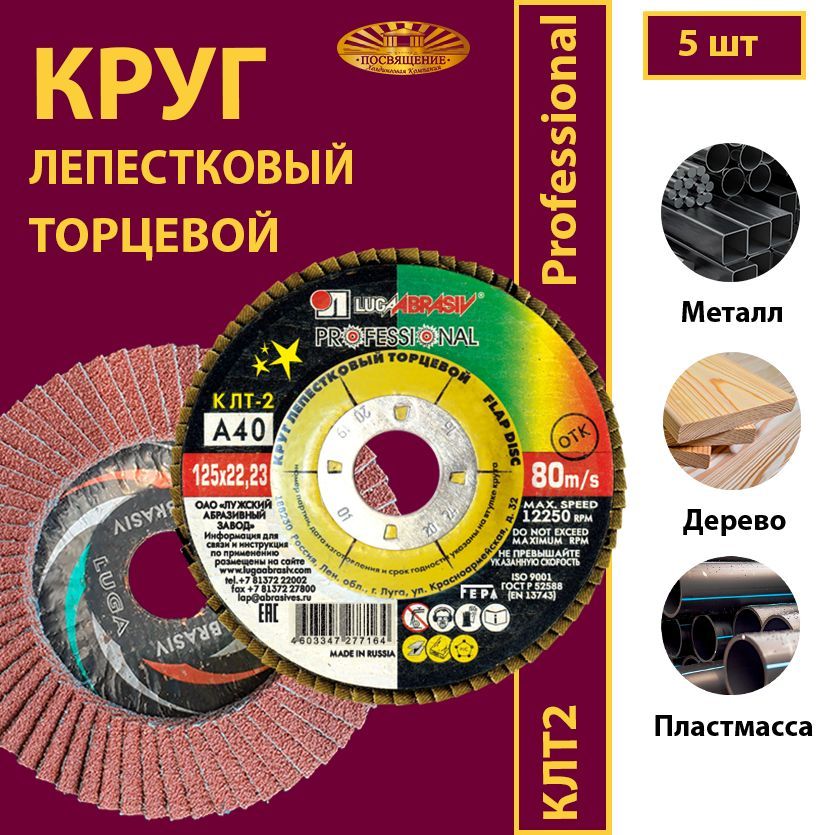 КруглепестковыйторцевойProfessionalКЛТ2125х22.23A4080м/с(5шт)