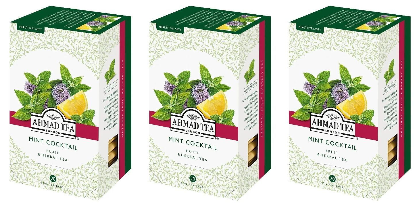 Чай мяты отзывы. Ahmad Tea Mint Cocktail. Чай с мятой в пакетиках бренды. Черный чай с мятой в пакетиках. Ahmad Tea мята и лайм.