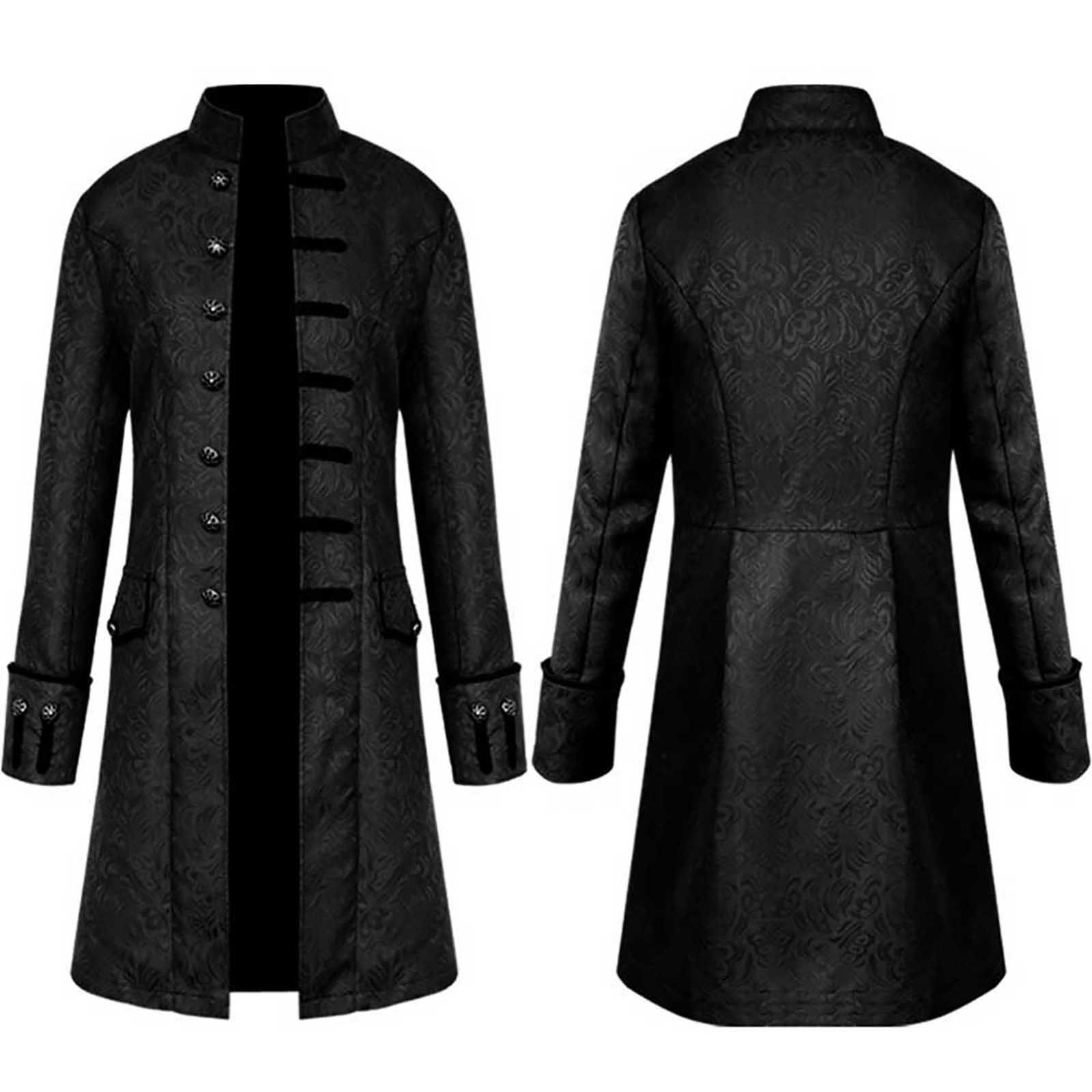 Mens Coat long Jacket Gothic Steampunk с капюшоном