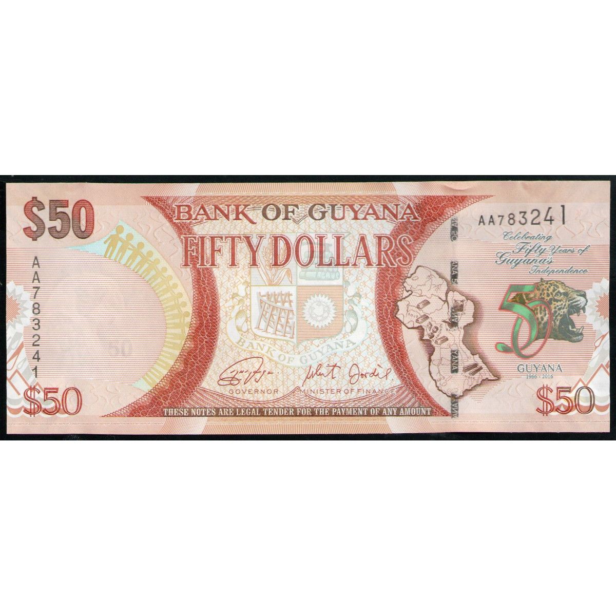 5 Лев 1951 г.50 долларов год Гайана. Ямайка 50 долларов 2022 г. "60 лет независимости"; полимер;. 118 долларов в рублях