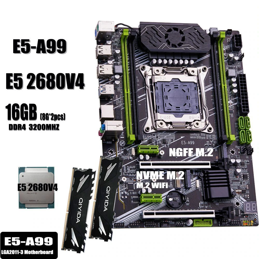 МатеринскаяплатаКомплектдлясборкиП/КLga2011-3E5A99XeonE52680v42*8ГБDDR4