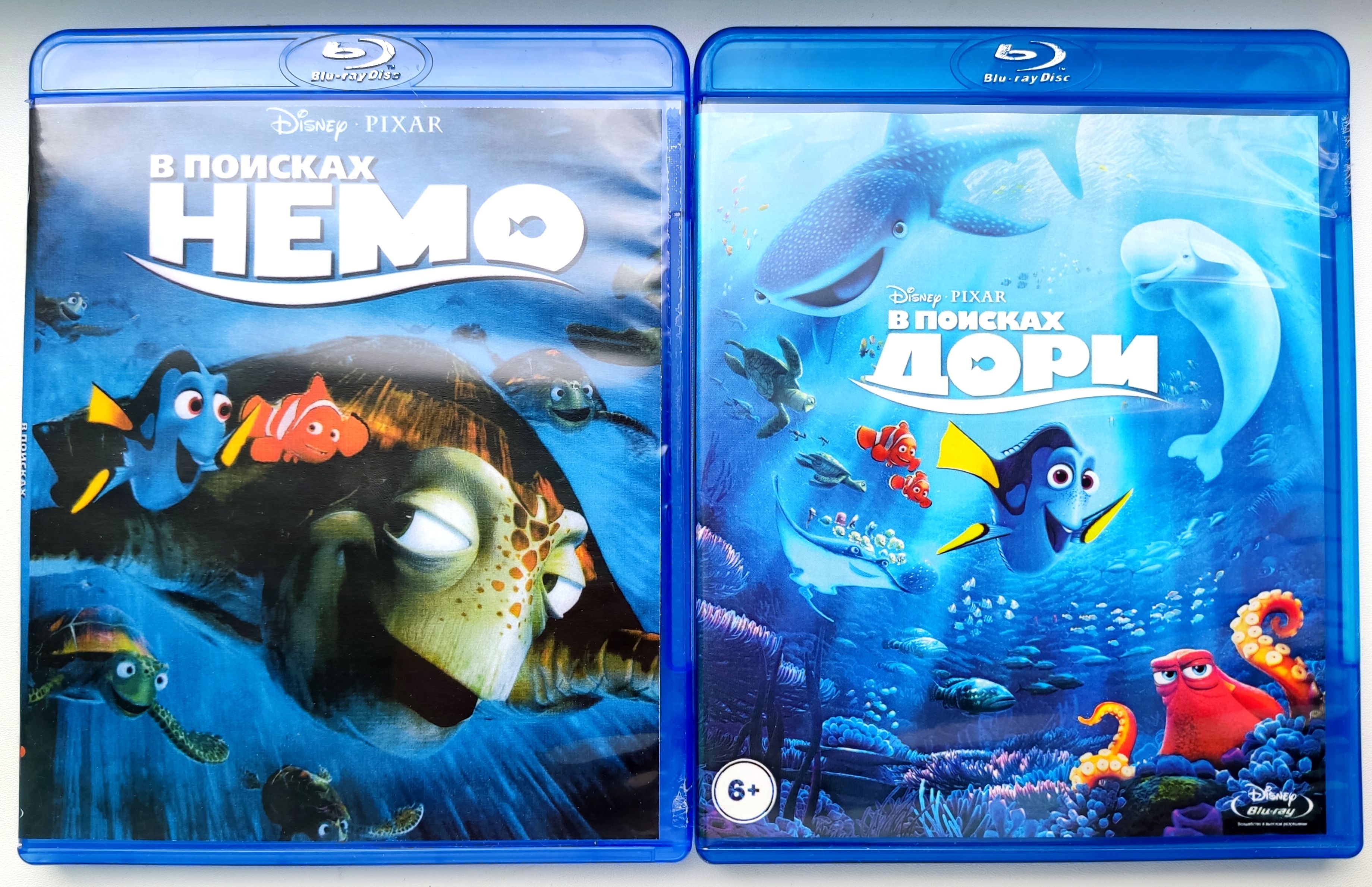 Disney Pixar. В поисках Немо и В поисках Дори. Blu-ray. Мультфильмы 2003 и  2016 года. Приключения, комедия, семейный.