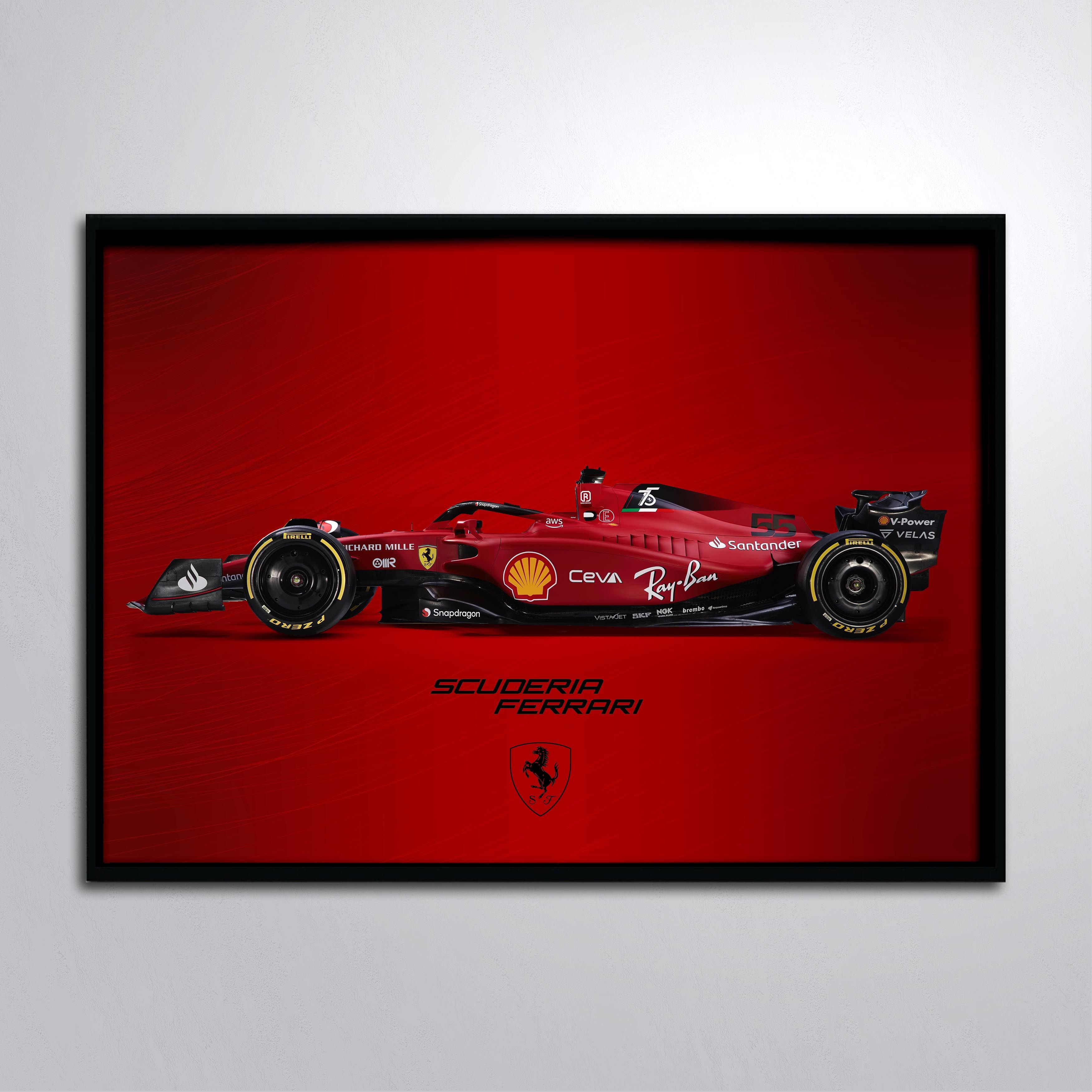 Постер "Постер в раме/Болид формулы 1  f1 Ferrari F1-75", 40 см х 30 см