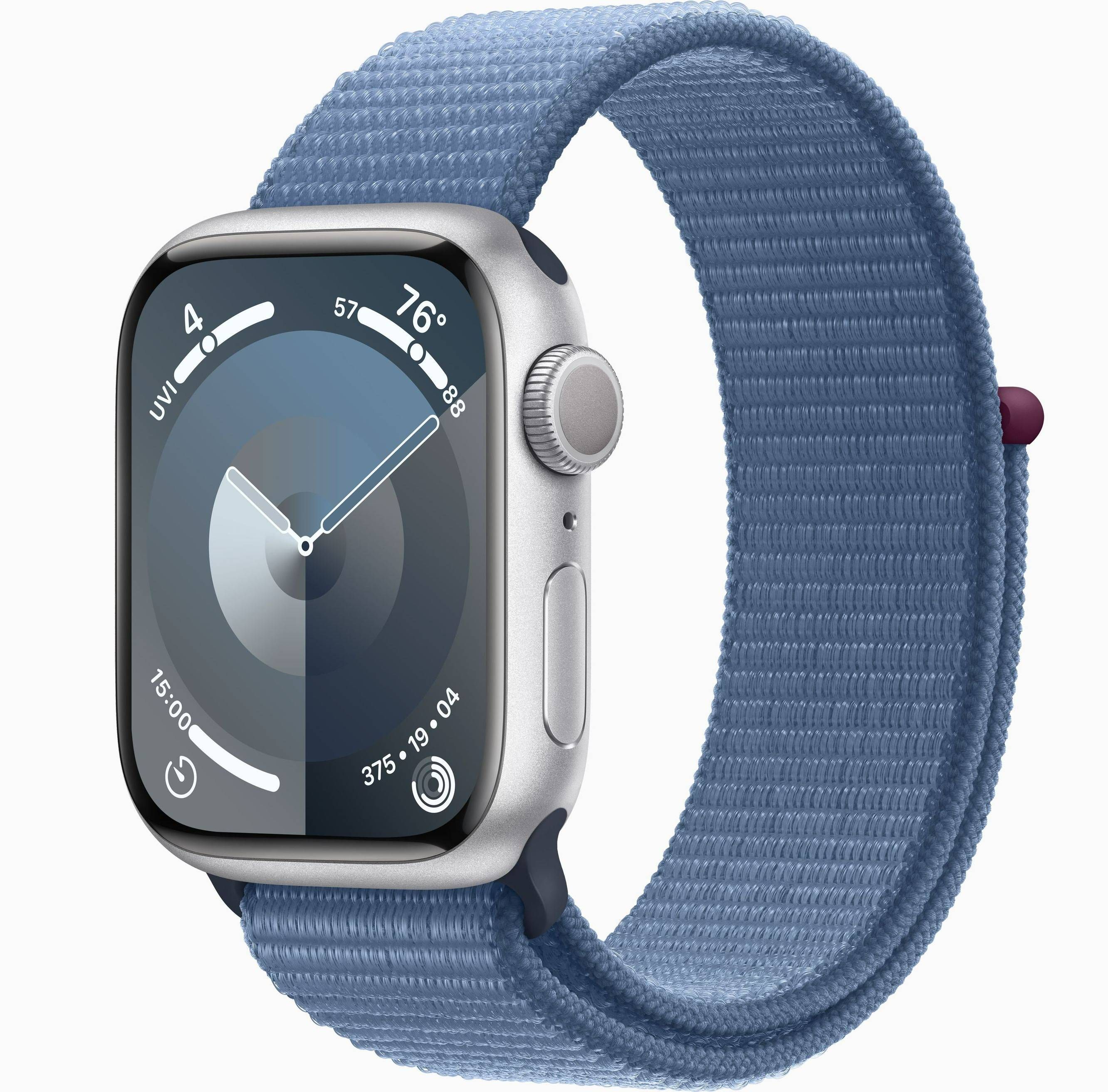 УмныечасыAppleWatchSeries9GPS41mmSilverAluminiumCasewithWinterBlueSportLoop.Уцененныйтовар