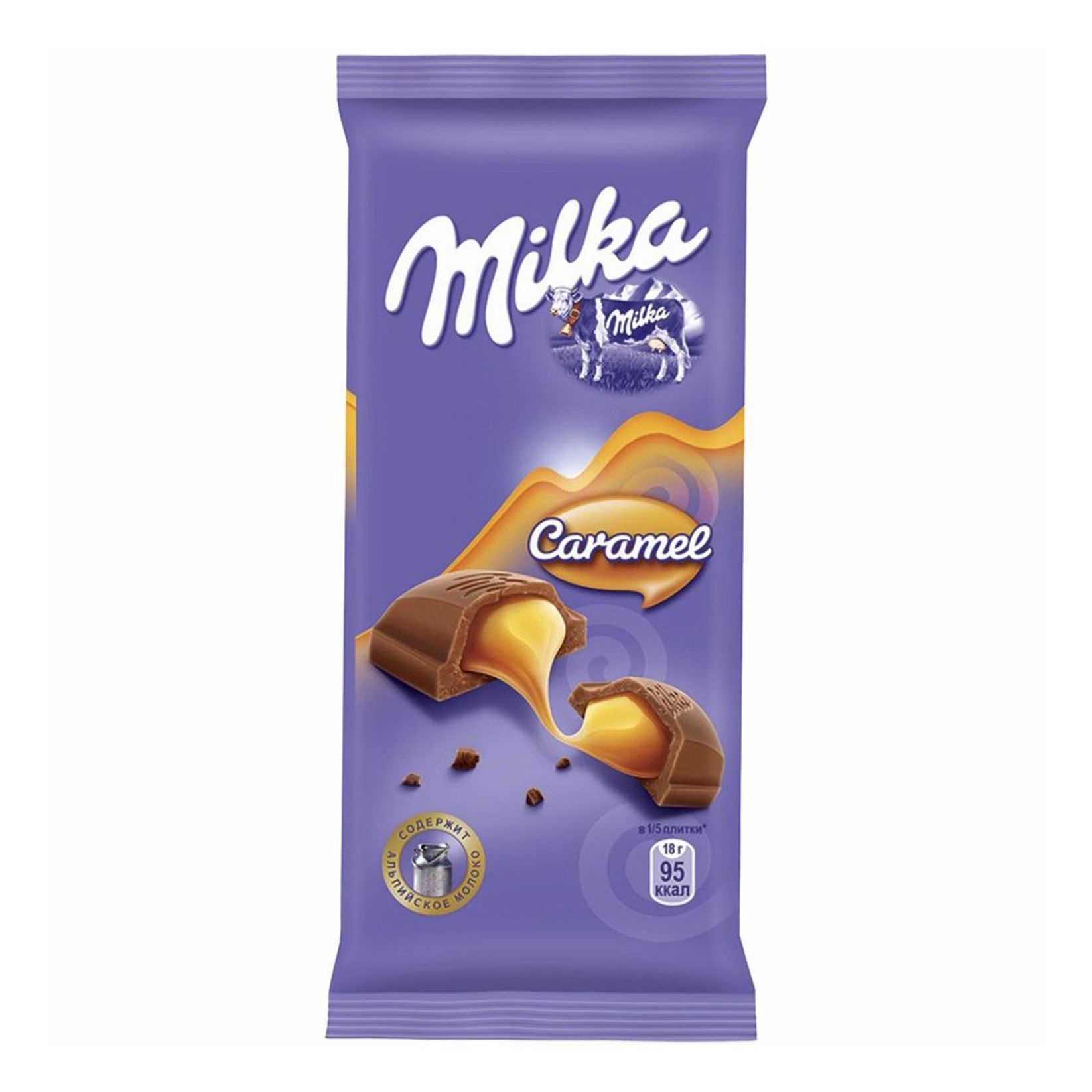 Шоколад молочный с карамелью, 90г, Milka