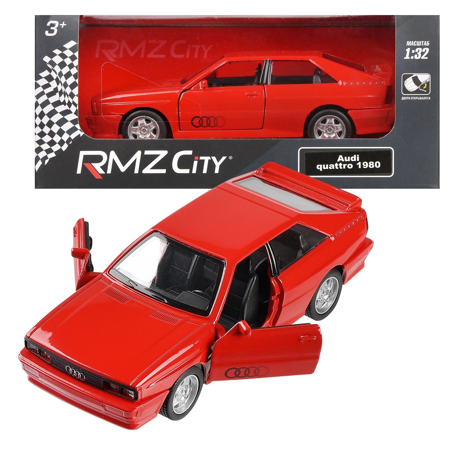 МашинкаметаллическаяRMZCity1:32AudiQuattroCoupe(1980-1991)красный