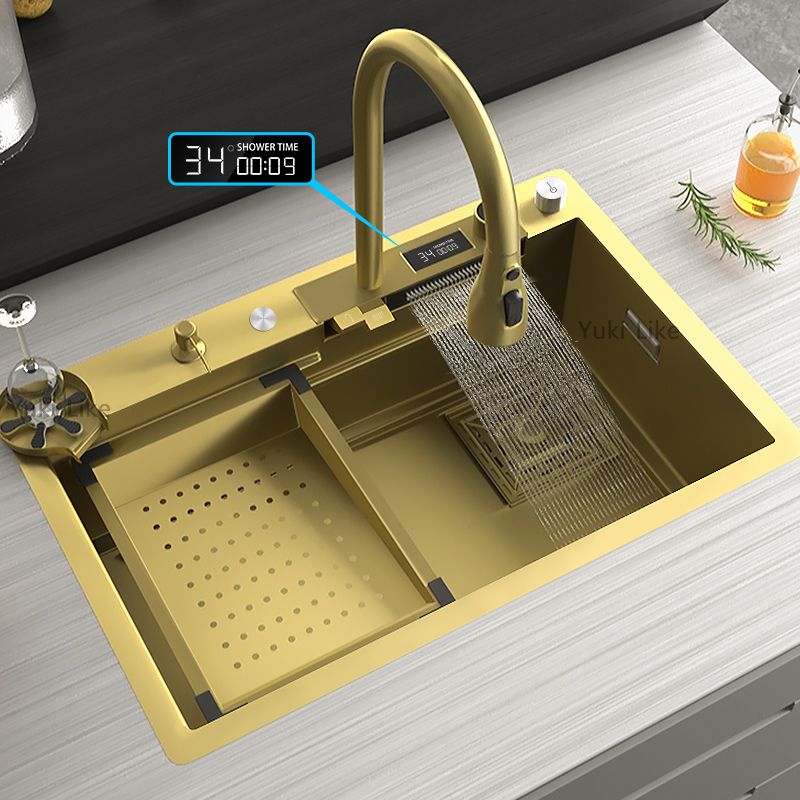 Mavigadgets gold stream multifunctional waterfall kitchen sink