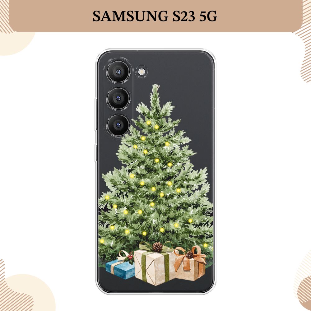 СиликоновыйчехолнаSamsungGalaxyS235G/СамсунгS235G,Новогодняяёлкасподарками,прозрачный