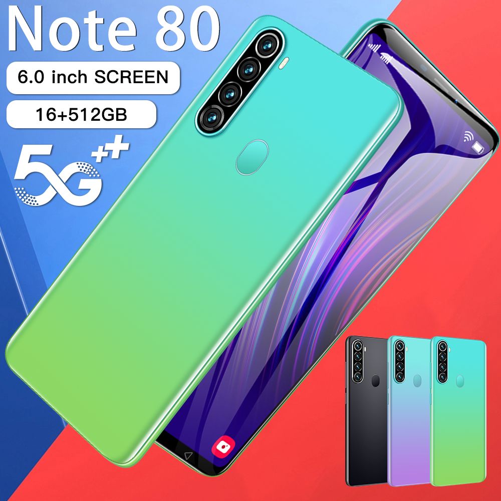 Смартфон Note 80 с сетью 5G и 6,0-дюймовым HD-экраном 8/128 ГБ