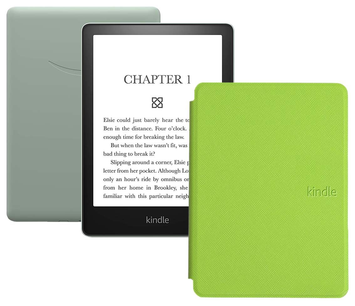 Amazon Kindle 6.8" Электронная книга PaperWhite 2021 16Gb SO Agave Green + обложка, зеленый