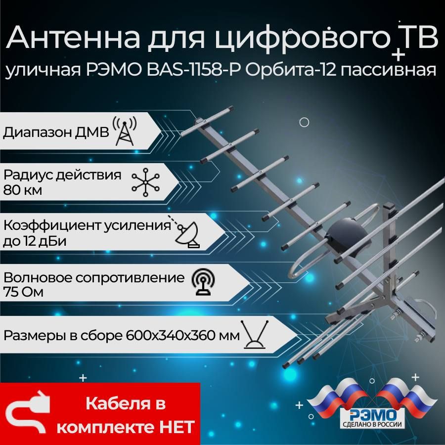 Антенна для цифрового ТВ с усилителем купить по выгодным ценам в  интернет-магазине OZON