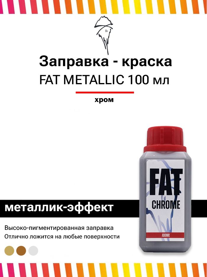 Заправка для граффити маркеров и сквизеров FAT Metallic Chrome 100 мл Хром серебро