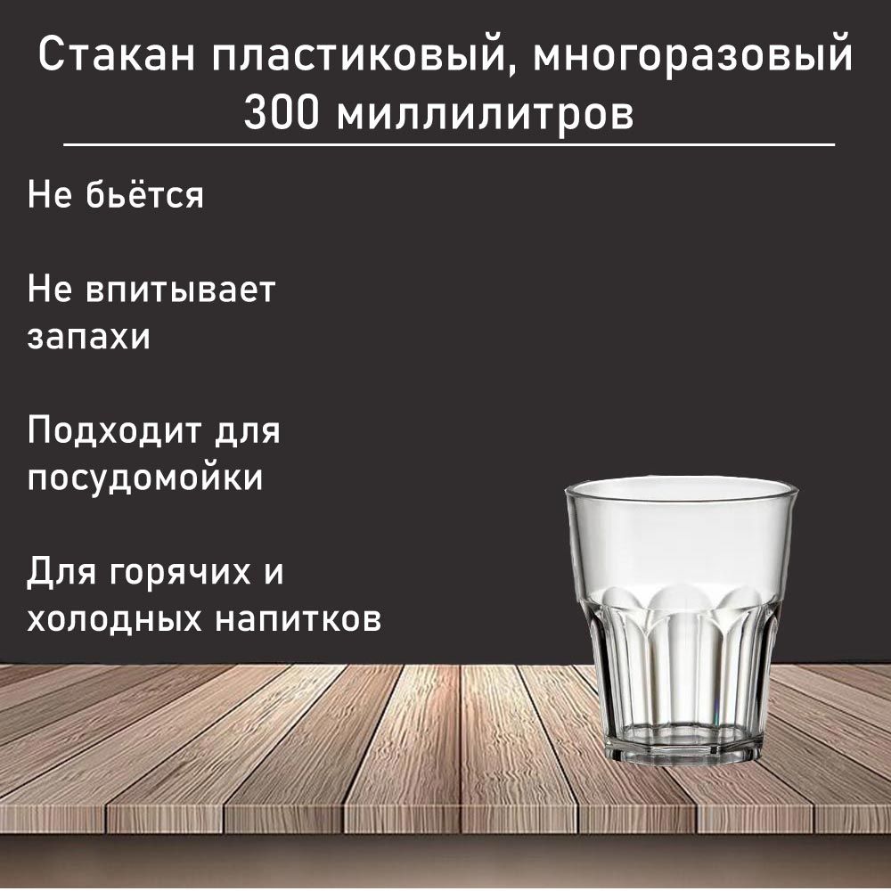 Стаканпластиковый,многоразовый,небьющийсяпрозрачныйNIPCO270мл.Graniti