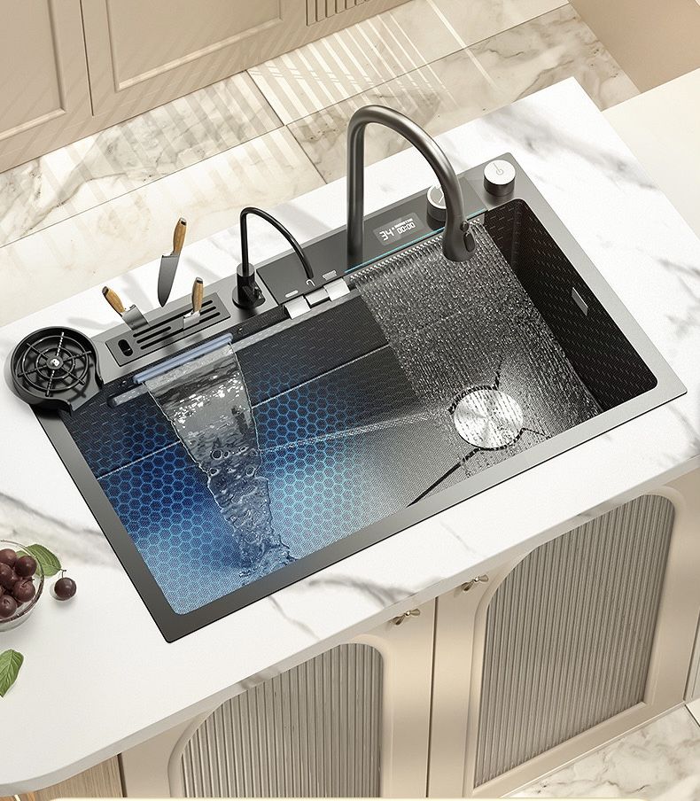 Multifunctional waterfall kitchen sink