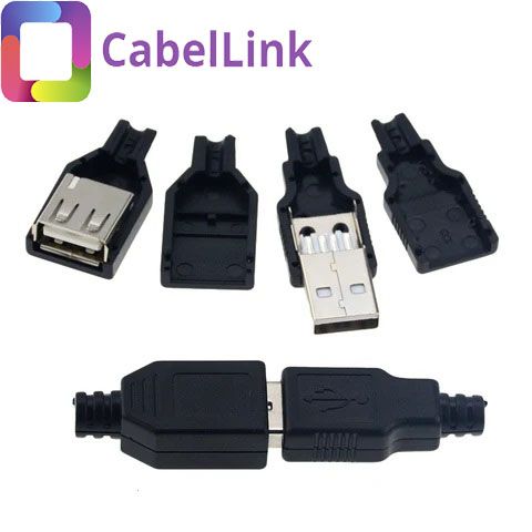 КомплектРазъемовШтекер-Гнездо(папа-мама)USB(А)накабельпластикразборный