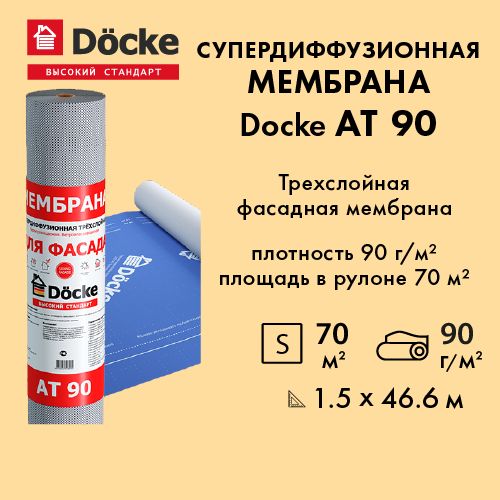 МембранаDocke/ДекеAT90супердиффузионнаяфасадная90г/м70м2