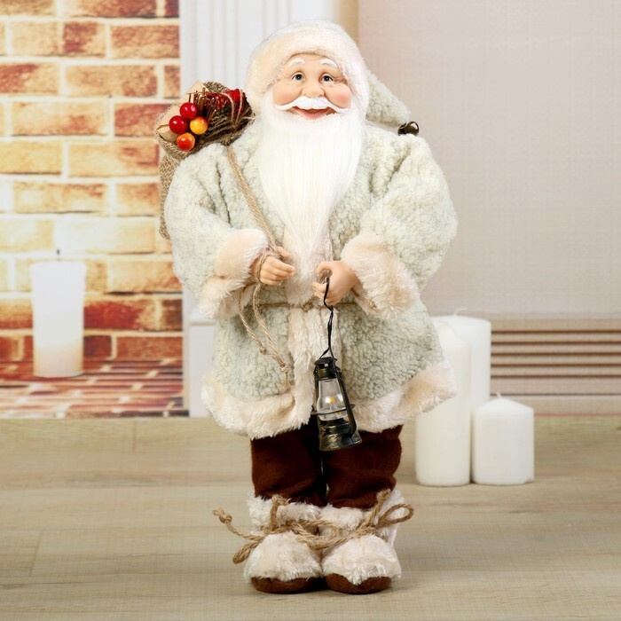 Дед Мороз "В шубке, с фонариком и гостинцами" 46 см #1