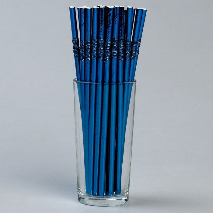 Трубочки для коктейля с гофрой, в наборе 25 штук, цвет синий  #1