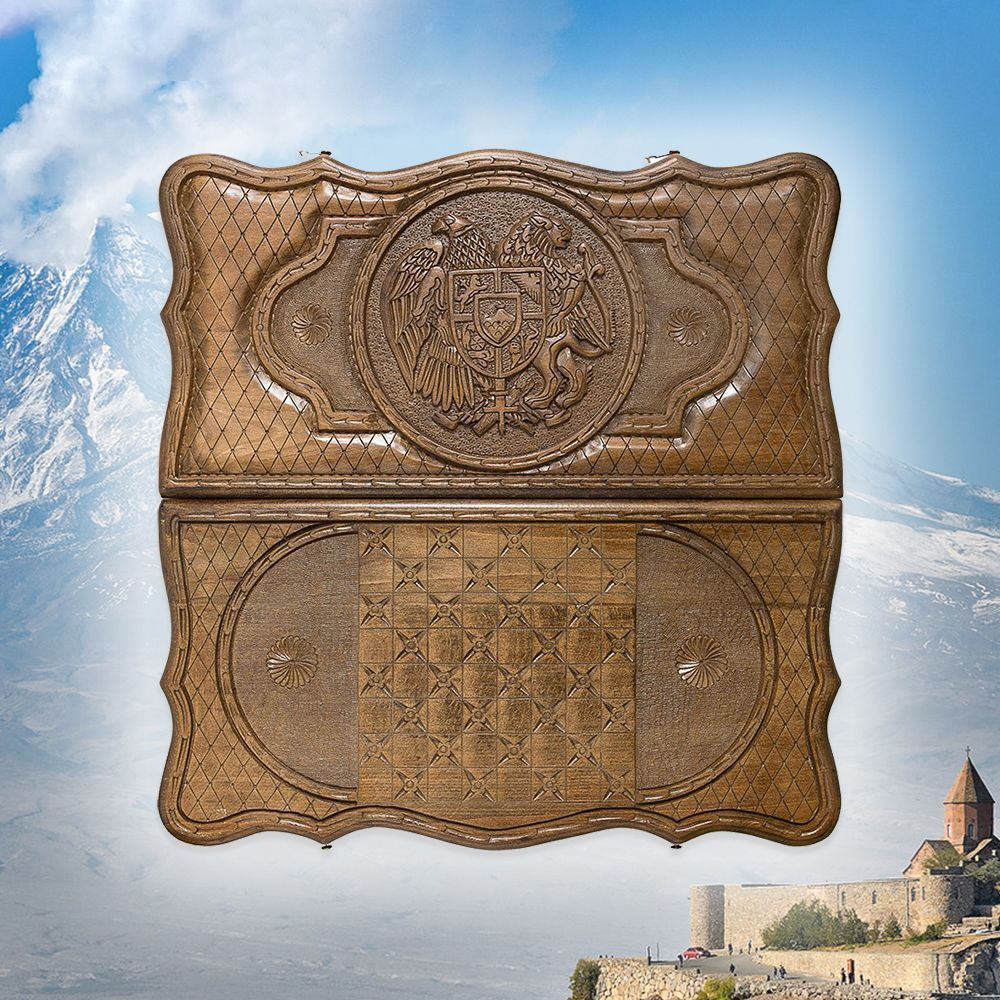 Резные нарды и шашки Герб Армении #1