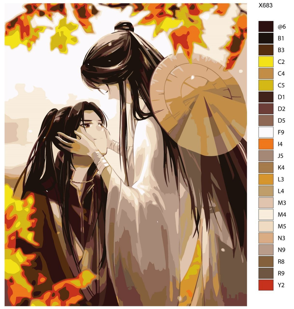 Картина по номерам X-683 "Аниме - Благословение небожителей. Чэн Хуа и Лянь Се" 60х80  #1