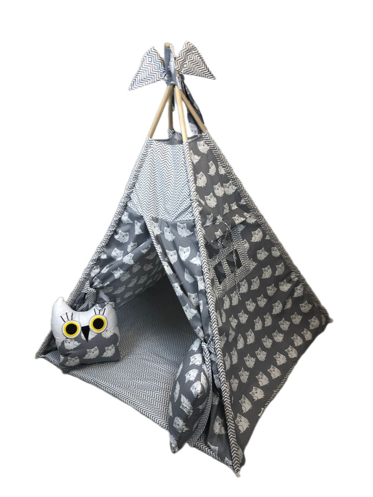 Детский Вигвам LuBaby/Палатка детская игровая, домик для детей Филин с пледом 120*120, декоративными #1