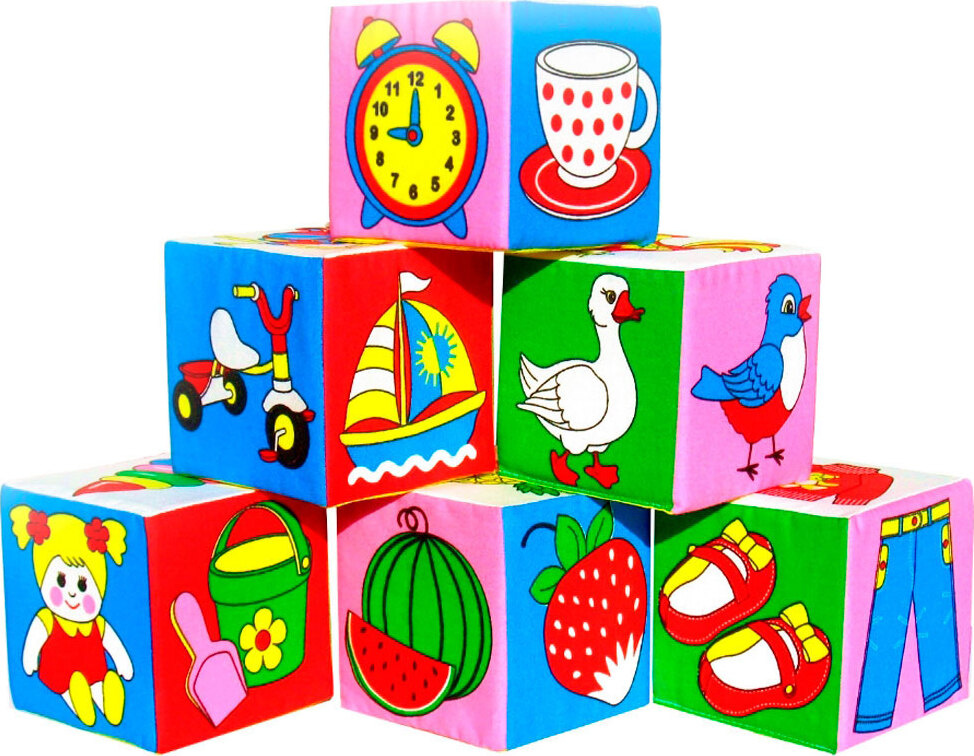 Набор детских развивающих кубиков для малышей "Предметы", мягкие кубики - игрушки детям, Мякиши  #1