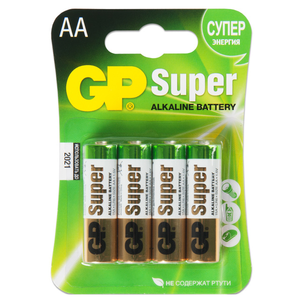 Батарейка AA Alkaline GP LR6 Blister Super, упаковка 4 штуки купить на ...