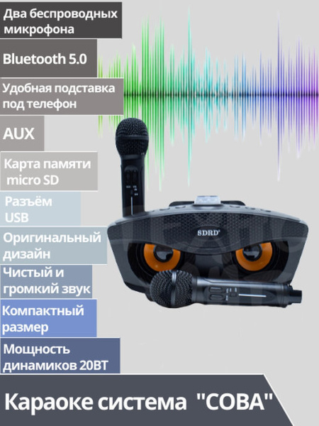 Беспроводная караоке система SDRD SD-306 Сова Черная - купить с ...