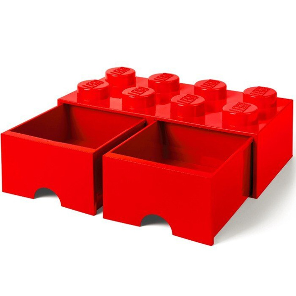 Ящик для игрушек LEGO Система хранения 8 выдвижной красный, 50х24х ...