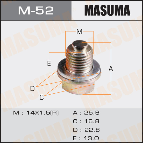 Болт слива масла M14 x 1.5 MASUMA с магнитом для Hyundai Solaris 10 ...