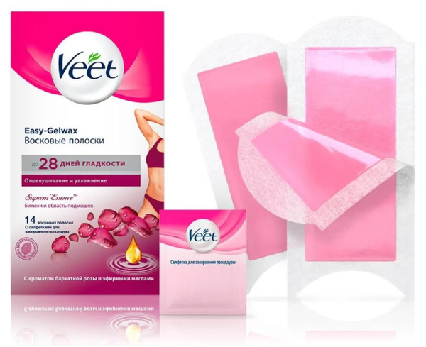 Veet Восковые полоски для линии бикини и области подмышек с ароматом ...